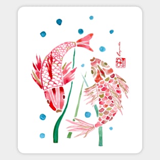 Pisces Koi carp two fishes aquarelle watercolor Magnet